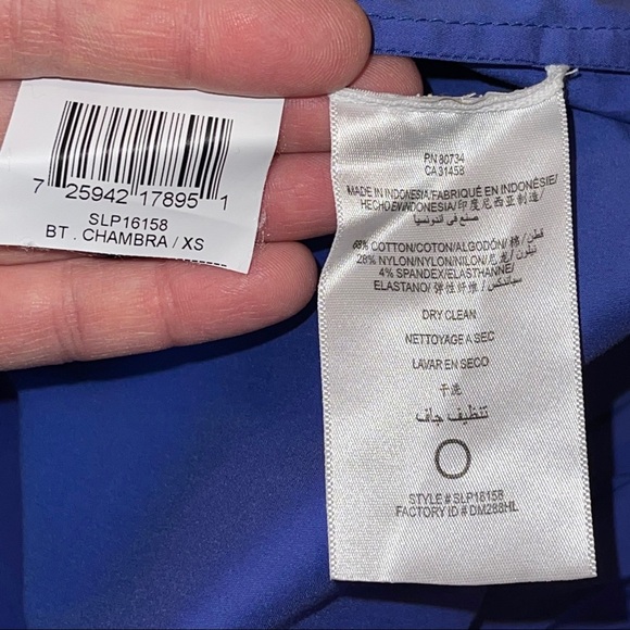 BCBGMAxAzria Chambra Blue V Neck Peplum Top XS - Picture 11 of 12